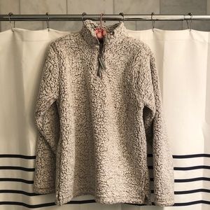 Cozy winter cream and brown colored Sherpa/teddy jacket